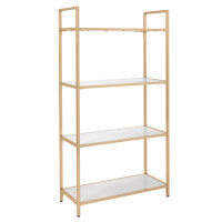 OSP Home Furnishings ALS27-WH Alios Bookcase in White Gloss finish with Gold Chrome Plated Base